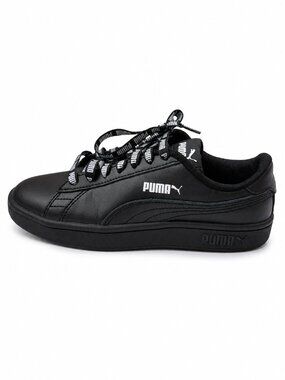 Puma Smash V2 Kids Size 4 Black Leather Sneakers Boys School Uniform Shoes